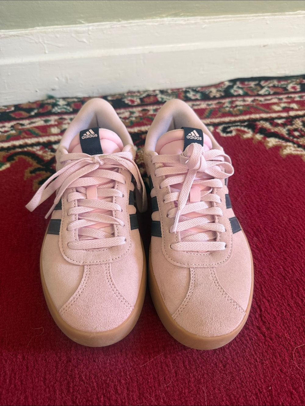 Adidas Women’s Light Pink Samba Suede Sneakers w/ Navy Stripes Sz 8 EUC - Picture 5 of 6